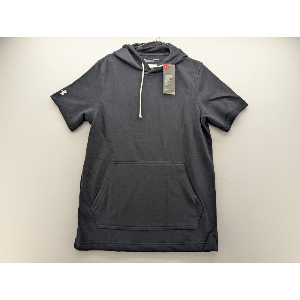 NWT Under Armour UA Team Stadium Short Sleeve Hoodie in Black sz Small